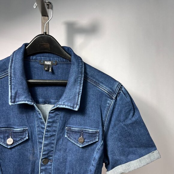 PAIGE Pants - PAIGE Anessa Short-sleeve Denim Jumpsuit 12‎